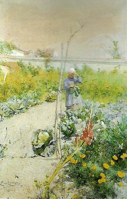 Carl Larsson i kakstradgarden France oil painting art